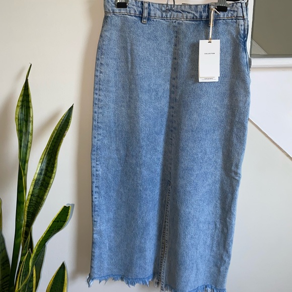 Zara Denim Midi Skirt with Uneven Hem - Picture 4 of 5